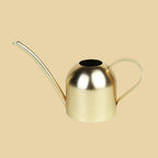 Gold watering can on a plain background