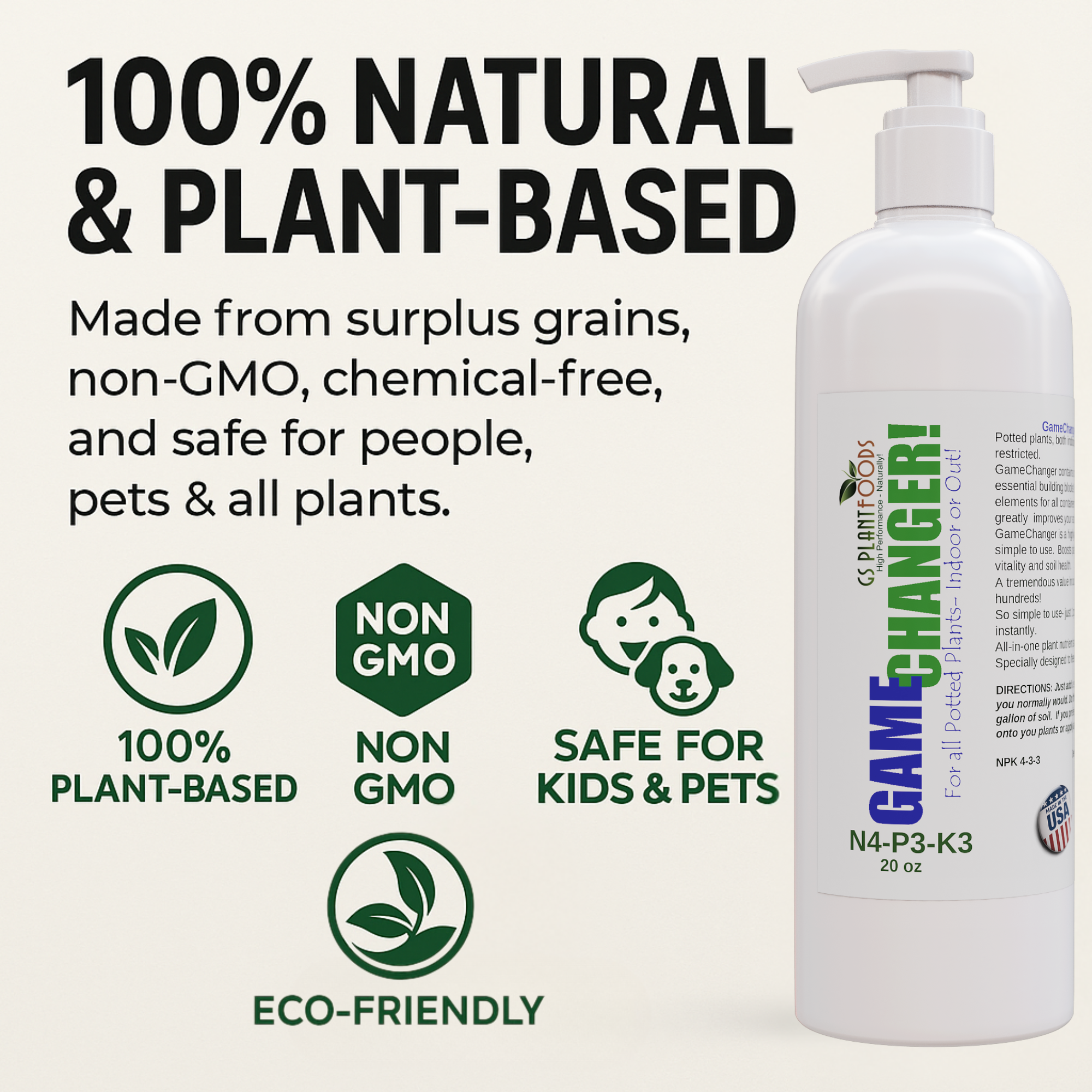 GS Plant Food - 4-3-3 NPK, Liquid, Organic
