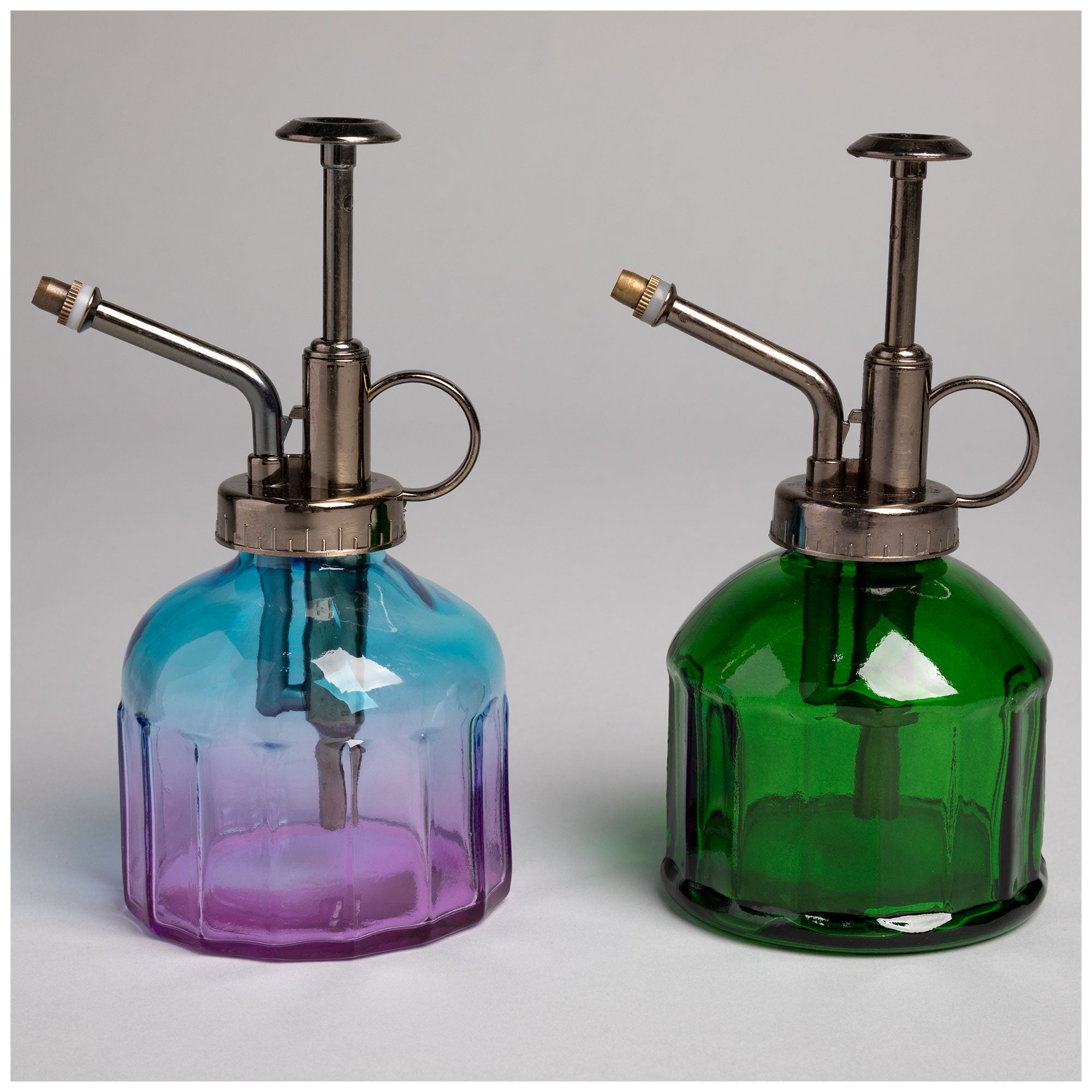 Colorful Glass Plant Mister - Bronze Pump