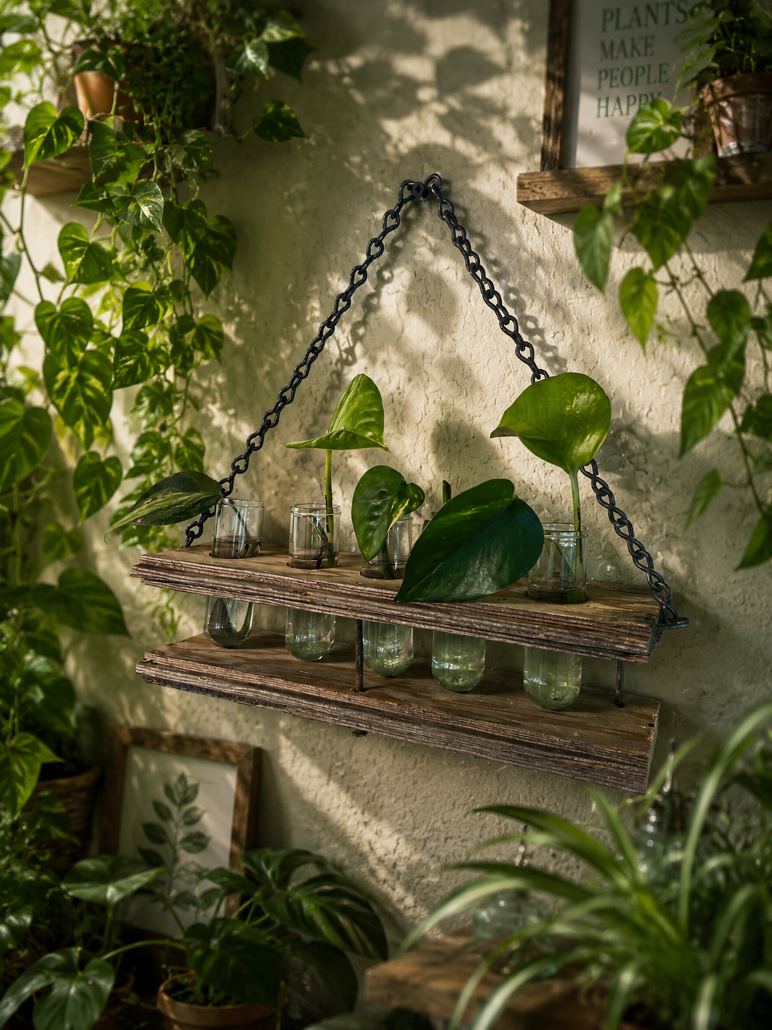 Rustic Propagation Station - Wall Hanging, Five Jar Propagation