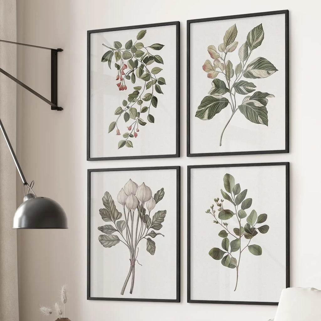 Vintage Style Plant Art - Set of 4, Wall Art