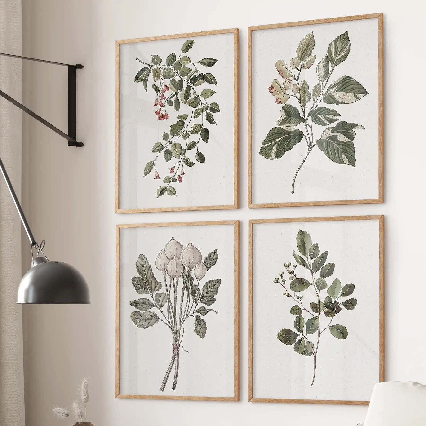 Vintage Style Plant Art - Set of 4, Wall Art