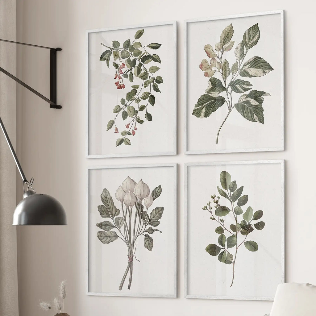 Vintage Style Plant Art - Set of 4, Wall Art