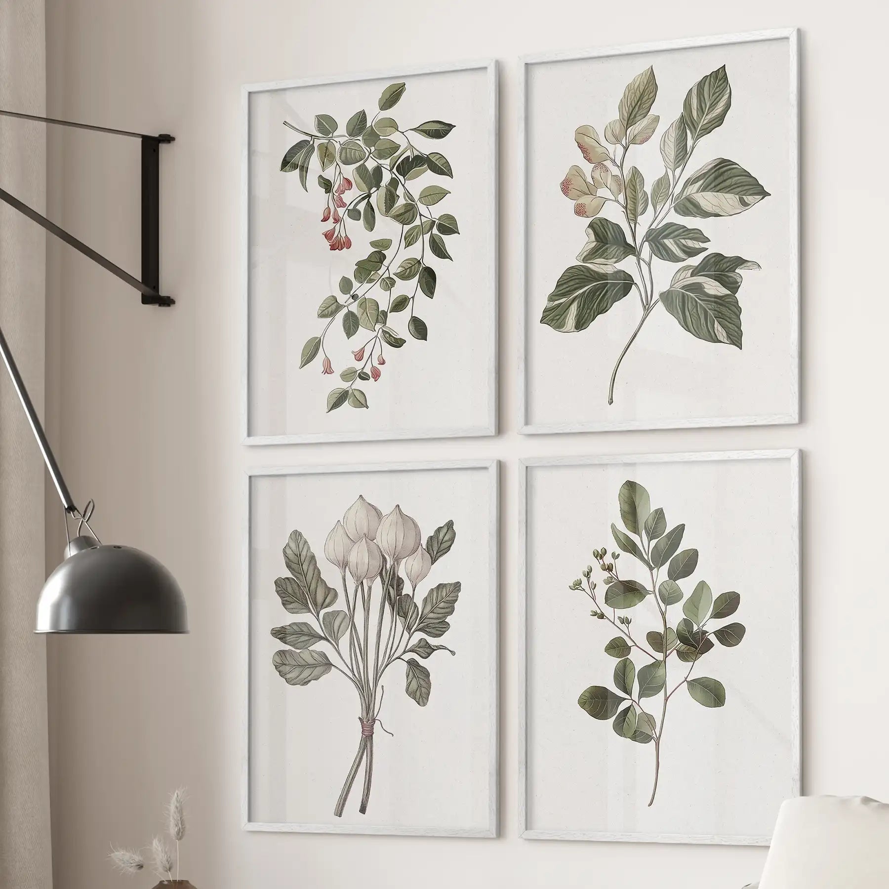 Vintage Style Plant Art - Set of 4, Wall Art